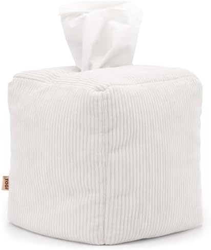 TOGI® Corduroy Square Tissue Box Cover - Fits Standard Cube Boxes - White by TOGI