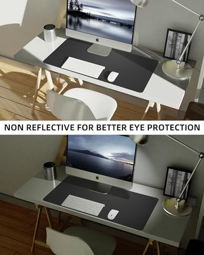 Non-Slip Desk Pad,Mouse Pad,Waterproof PU Leather Desk Protector,Ultra Thin Large Desk Blotter,Waterproof Keyboard mat for Office/Home/Decor(Black 23.6" x 13") - Image 6