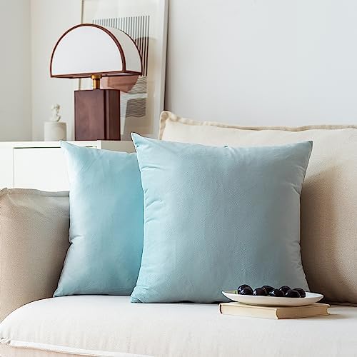 NiNi ALL Babyblue Velvet Throw Pillow Covers 22x22 Pack of 2 Decorative - Image 7