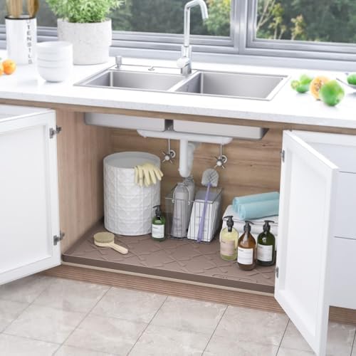 SIKADEER Waterproof Under Sink Mat Silicone 25"x19", Kitchen Cabinet Liner - Image 2