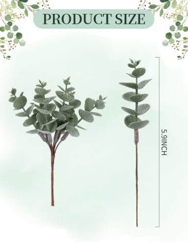 Mini Artificial Eucalyptus Stems, 6 Packs Fake Greenery Leaves 6 Inch - Image 2