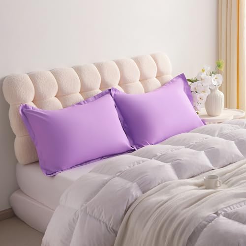NTBAY King Pillow Shams, Set of 2, Microfiber, Light Purple - Image 3