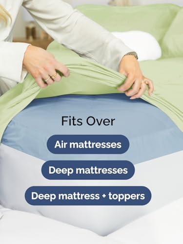 CGK Extra Deep King Single Fitted Sheet Only - Light Sage Green - Image 6
