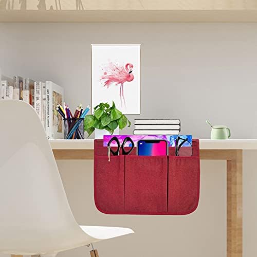 Bedside Caddy Bedside Storage Organizer Magazine Phone Tablet iPad Remote Holder, Organizer Caddy for Home College Dorm Bed, Sofa, Bunk Bed (Burgundy) - Image 7