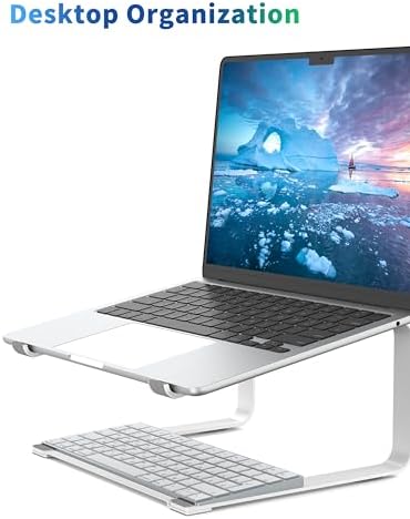 SOUNDANCE Laptop Stand for Desk, Metal Riser, Fits 12-17.3 Inch, White - Image 3