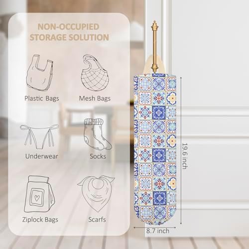 Plastic Bag Holder, Wall Mount Grocery Bag Organizer for Plastic Bags, Reusable Grocery Bags Organizer for Home Kitchen Pantry Decor (D) - Image 2