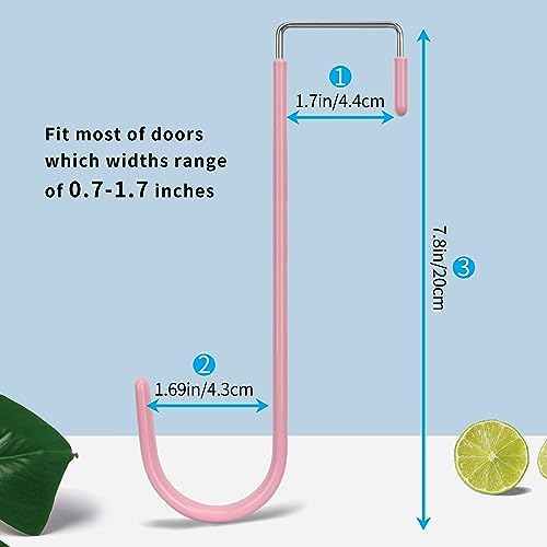 FYY Over the Door Hooks, Single-Hanger 4 Pack, Fits Doors 1.6" Pink - Image 2