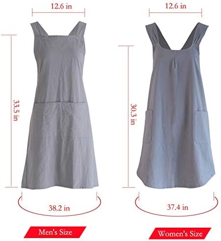 NEWGEM Japanese Cotton Linen Cross Back Cooking Apron for Women Men with Pockets Cute for Baking Kitchen - Image 6