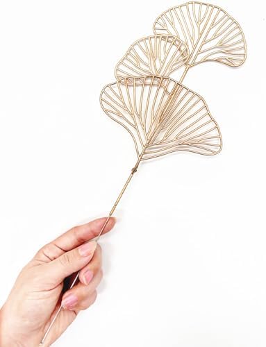 PASYOU Fake Golden Apricot Leaves Plants Artificial Gold Ginkgo Leaf Stems for Christmas Decor, Faux Plastic Sticks Picks Indoor Outdoor Home Wedding Party Event Xmas Ornaments DIY Decoration 12 Pcs - Image 5