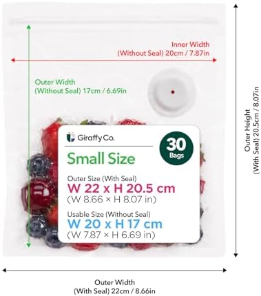 GIRAFFYCO 30 Small Reusable Vacuum Sealer Bags, 8.7 x 8.3 in, Airtight Food - Image 2