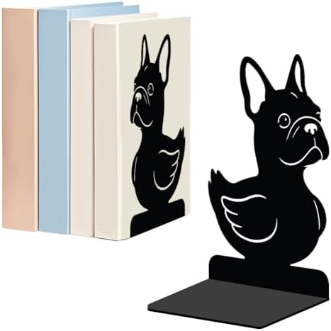 WADORN 1 Pair Metal Decorative Bookends, Dog Duck Heavy Duty Book Ends by WADORN