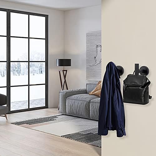 NearMoon Bath Towel Hooks- SUS 304 Stainless Steel Robe Hook Holder, Heavy Duty Coat Hook for Bathroom Livingroom Hotel Kitchen Garage, Wall Mounted (Matte Black, 4 Pack) - Image 3