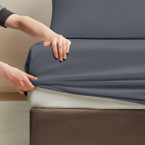 Maple&Stone Queen Fitted Sheet Only, Bulk Pack of 6 Bottom Grey Sheets - Image 3