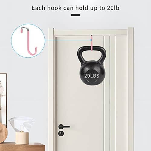 FYY Over the Door Hooks, Single-Hanger 4 Pack, Fits Doors 1 3/8" Pink - Image 4