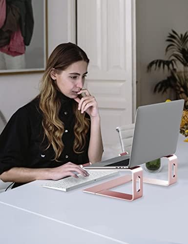 ALASHI Ergonomic Laptop Stand, Aluminum Desk Riser, 10-15.6", Pink - Image 6