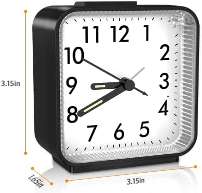 Analog Alarm Clock, Bedside Clocks Battery Powered, Silent Non Ticking Travel Clock with Night Light, Snooze, Easy Set, Clock for Heavy Sleepers Kids Elder Travel Bedroom Office - Image 6