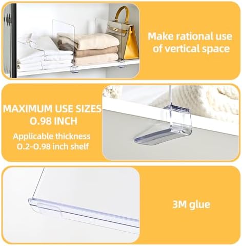 Shelf Dividers，Vertical Purse Organizer for Closet，Thickened and Sturdy Shelf Organizer for Sweater, Shirts, Handbags,8" Tall x 11" (8 Pcs) - Image 6
