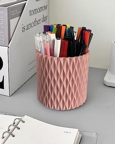 Lebenrich Rotating Pen Holder for Desk, Cute Pink Pencil Holder, Pen Cup - Image 2