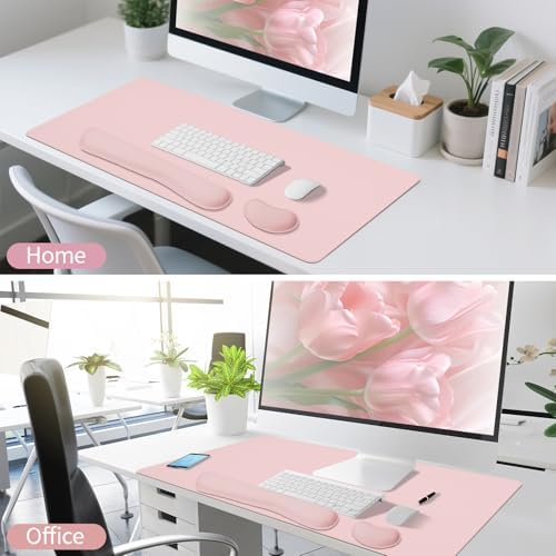 Pink Leather Desk Pad and Keyboard Wrist Rest, 31.5"x15.7" - Image 7