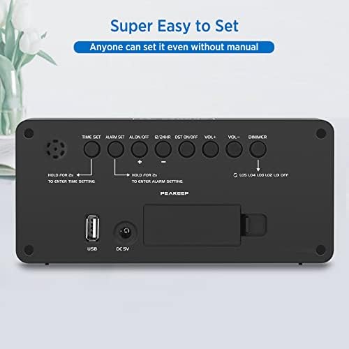 Peakeep Digital Alarm Clock for Bedroom Bedside, Large Display 5 Dimmers - Image 6
