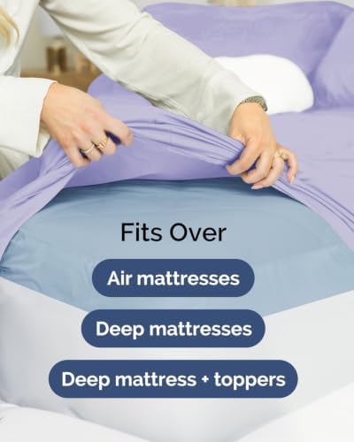 CGK Linens 2 Pack Extra Deep Full Fitted Sheets - Lavender - Image 7