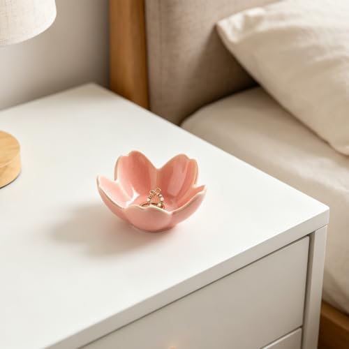 Flower Ceramic Jewelry Dish, Floral Ring Holder Tray - Image 5