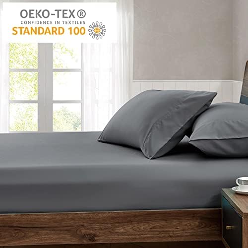 FreshCulture Twin Fitted Sheet - Hotel Quality - Ultra Soft & Breathable - Brushed Microfiber - Deep Pocket - Cooling Fitted Sheet for Twin Size Bed (Dark Grey) - Image 7