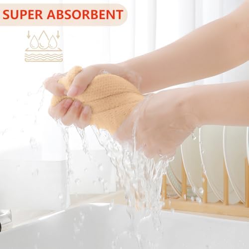 Homaxy 100% Cotton Waffle Weave Kitchen Dish Cloths 12-Pack, Apricot - Image 3