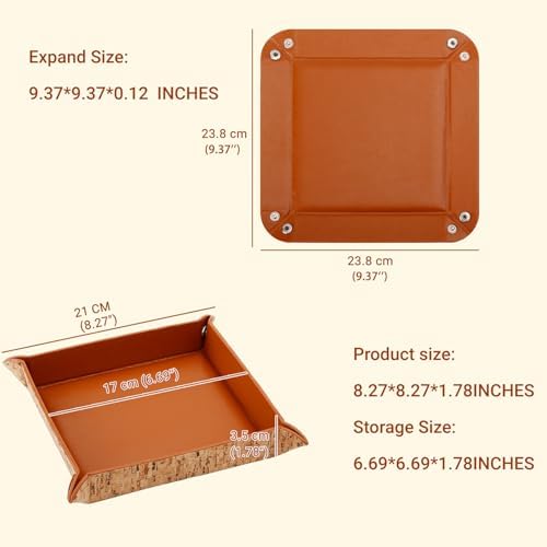 EZDeco Valet Tray for Men PU Leather Jewelry Tray for Women - Image 3