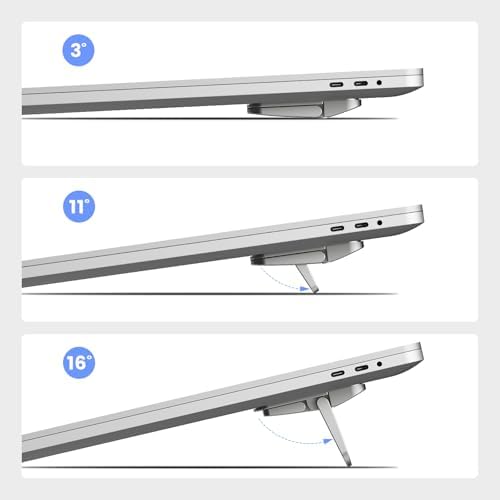 Nillkin Computer Keyboard Stand for Desktop with 3 Adjustable Angles, Mini Laptop Feet, Flip Keyboard Riser Feet for Keyboards, Laptop Stand for MacBook, Dell, HP, Other 14-16 Inches, Silver - Image 2