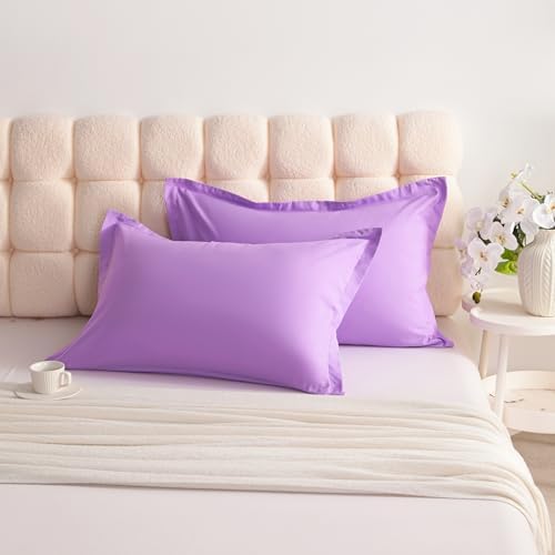 NTBAY King Pillow Shams, Set of 2, Microfiber, Light Purple - Image 2