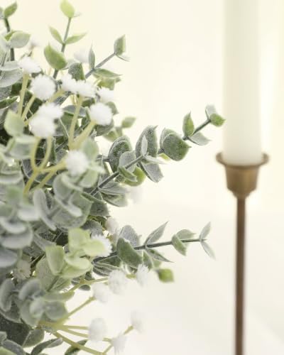 18pcs Artificial Flocked Eucalyptus Stems Faux Greenery Spray,Best Filler Fake Plants for DIY Wedding Bouquet Centerpieces Arrangement - Image 4
