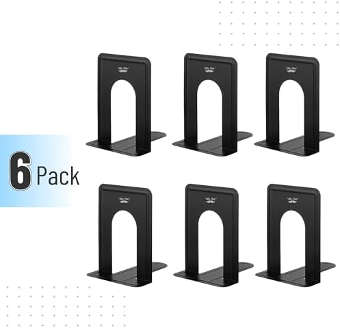 Mr. Pen- Book Ends, Black, 6 Pack, Heavy Duty Metal Bookends for Shelves - Image 2