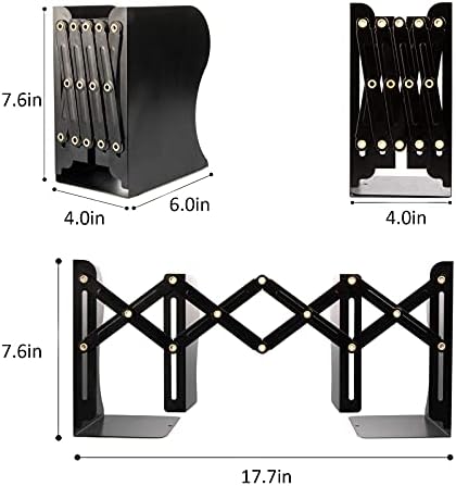 Aobopar Adjustable Book Ends, Metal Bookends for Heavy Books, Desk Book Holder for Shelves, Book Organizer for Desk, Suitable for Office, Home and School Use (Black) - Image 3