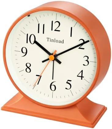 4.5"Retro Analog Alarm Clock,Vintage decor , Super Silent Non Ticking Small Clock with Manual Light, Snooze, Battery Operated, for Bedroom, Living Room, Office,Nightstand, Bedside, Desk ,Table(Orange) - Image 6