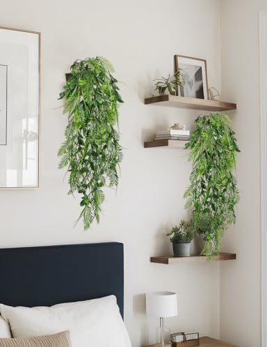 Hollyone 2pcs Artificial Hanging Plant 36" Faux Ferns Artificial Plastic Greenery Ivy Leaves Fake Vines for Wall Farmhouse Living Room Kitchen Shelf Garden Home Patio Indoor Outdoor Decor - Image 5