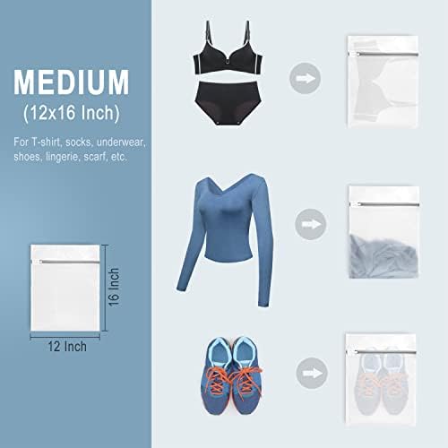 Muchfun 3Pcs Durable Diamond Mesh Laundry Bags for Delicates 12 x 16 Inches - Image 6