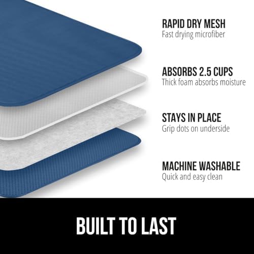 GORILLA GRIP Ultra Absorbent Microfiber Dish Drying Mat, 18x32, Blue - Image 2