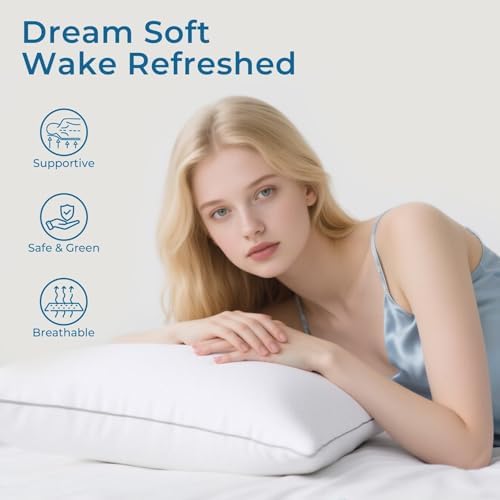 Sasttie Firm Pillows Queen Size Set of 4, Bed Pillows for Side, Back, and Stomach Sleepers - Oeko-Tex Certified Supportive Down Alternative Plump Filling - Hotel Quality and Machine Washable, 4 Pack - Image 5