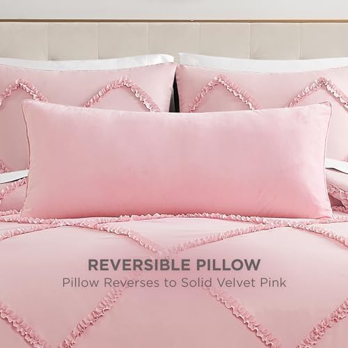 Juicy Couture Silver Rhinestone Decorative Pillow - Premium Throw Pillow - Living Room and Bedroom Décor - Hannah 16" x 36", Light Pink Velvet - Image 3