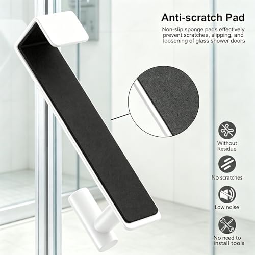 HUFEEOH 2-Pack Over The Door Hooks, Stainless Steel Door Hanger for Towels & Coats, Bathroom Towel Rack Coat Rack, Tool-Free Hooks for Hanging (White, Fits 1-3/4" Thick Door -T Shape 2 Pack) - Image 3