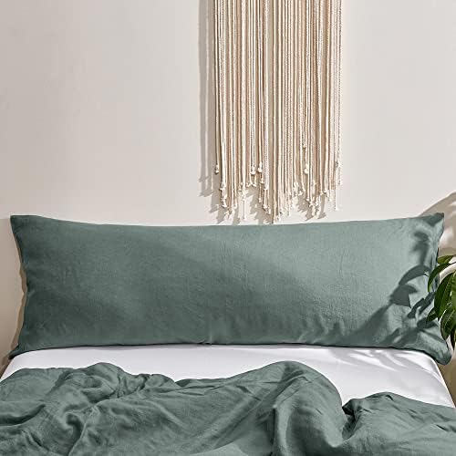 Simple&Opulence Body Pillow Cover 20" x 54",100% Pure Linen, Ultra Soft and Breathable, Body Pillowcase with Envelope Closure for Adults(Greyish Green) - Image 6