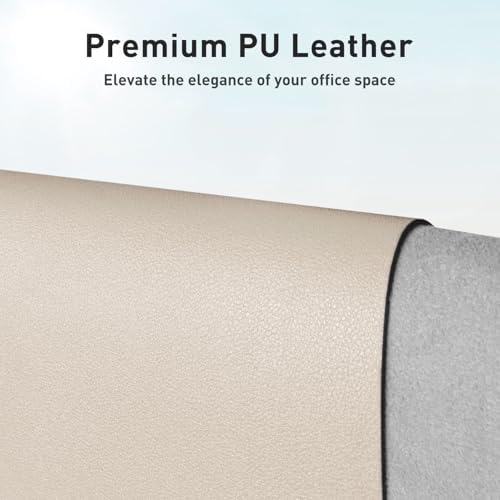 Aothia Large PU Leather Desk Pad Protector – Non-Slip Mouse Pad & Writing Mat for Office/Home, Waterproof, Easy to Clean(48" x 17", Eggshell) - Image 2