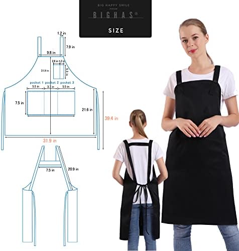 BIGHAS H Back Style Apron with Pocket for Women, Men Adjustable Large Size Comfortable, Kitchen, Home, Cooking 12 Colors - Image 6