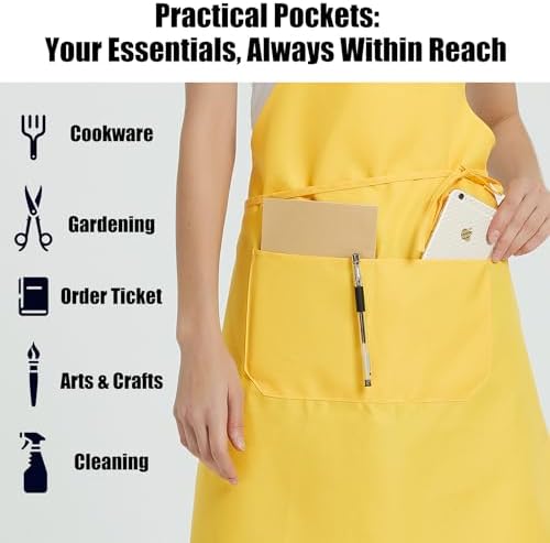 NOBONDO 12 Pack Bib Apron - Unisex Black Apron Bulk with 2 Roomy Pockets Machine Washable for Kitchen Crafting BBQ Drawing - Image 5