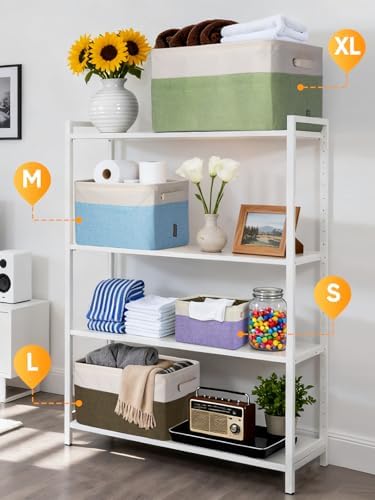 BALEINE 3 Pack Fabric Closet Storage Bins for Shelves, Linen Closet Organizers and Storage, Decorative Baskets for Organizing, Shelf, Clothes, Home, Office (Skyblue, 17''x13''x10.5'') - Image 4