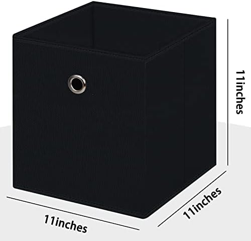 Foldable Storage Cubes Bins ,11 Inch Cloth Storage Cube Fabric Storage Box Cubes Organizer Baskets with Handles for Home Organizer Set of 12 (Black) - Image 2