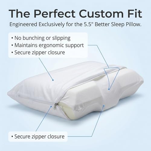 Padded Replacement Cover, 5.5 in. Thick - Soft Cotton-Blend Zippered Case for Memory Foam Arm & Side Sleeper Pillow, Machine Washable, White - Image 2