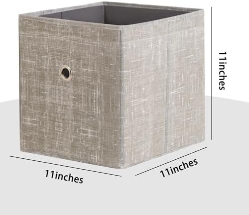 Foldable Storage Cubes Bins ,11 Inch Cloth Storage Cube Fabric Storage Box Cubes Organizer Baskets with Handles for Home Organizer Set of 3 (Cowboy Grey) - Image 2