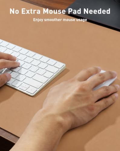Aothia Faux Leather Desk Mat Mouse Pad, 40" x 24", Khaki - Image 5